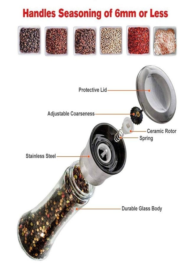 innhom Beautiful Stainless Steel Salt & Pepper Grinders Refillable Set - Salt/Spice Shakers with Adjustable Coarse Mills - Easy Clean Ceramic Grinders (Set of 2) - Image 4